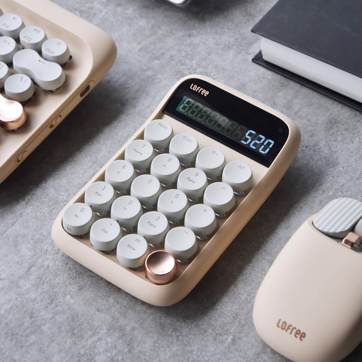 Lofree Bluetooth Dual-Mode Number Pad & Calculator (Milk Tea)